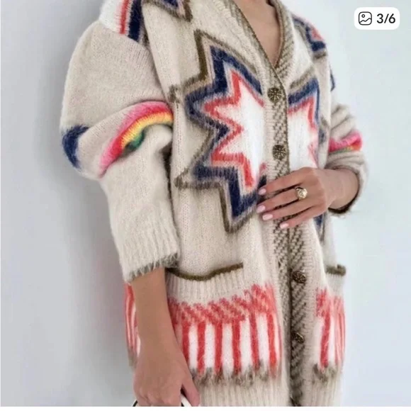 Commense Multicolor Star Pattern Cardigan - Picture 3 of 5